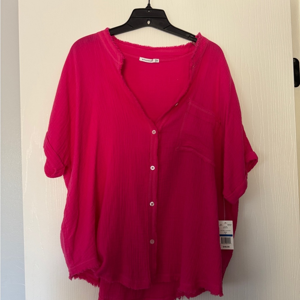 Staccato Hot Pink Button Up